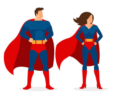 hero vector characters in flat style over white backgroundのイラスト素材