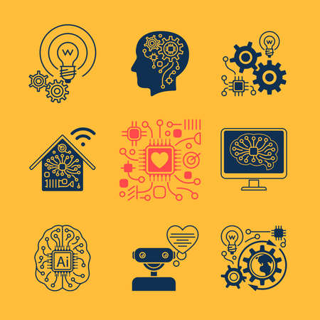 New technologies icons, artificial Intelligence signs and smart innovation symbols. Vector illustrationのイラスト素材