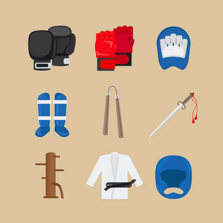 Martial arts icons or combat sports signs vectorのイラスト素材
