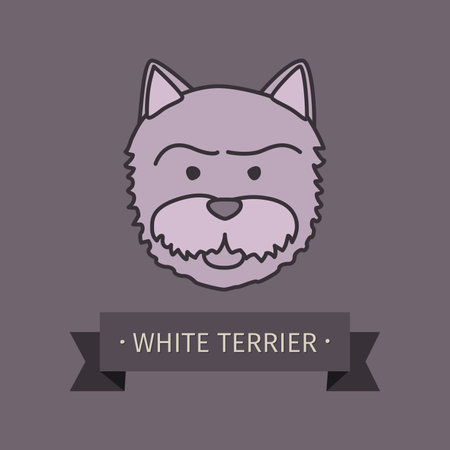 White terrier breed dog for design. Vector colored hand drawn dog headのイラスト素材