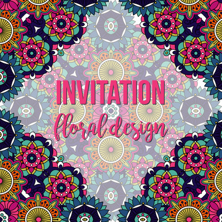 Universal invitation floral card in abstract style, vector illustrationのイラスト素材