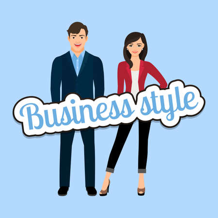 Happy couple in business style clothingのイラスト素材