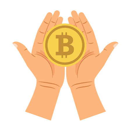 Hands holding bitcoinのイラスト素材