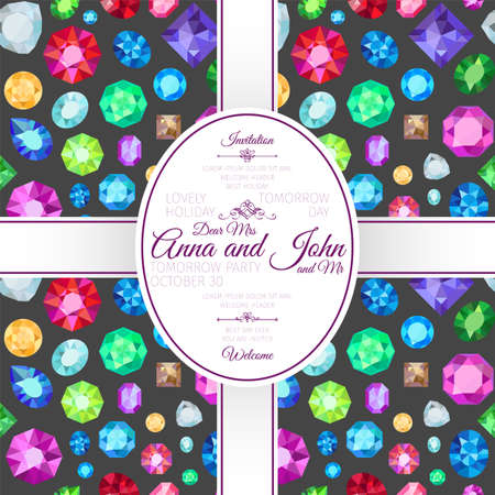 Invitation template card with gems patternのイラスト素材