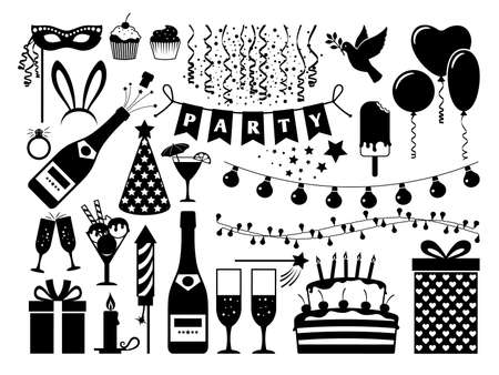 Party black icons setのイラスト素材