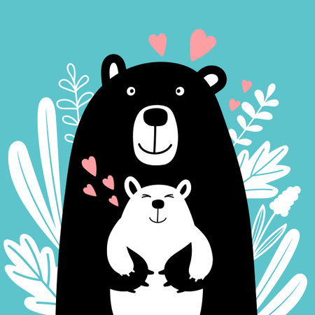Bear family scandinavian styleのイラスト素材