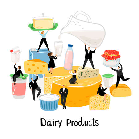 Milk, cheese and diary products healthy eating vector illustrationのイラスト素材