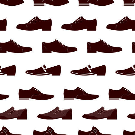 Elegance footwear seamless pattern. Male boots seamless texture. Pattern footwear repeat, shape of shoes illustrationのイラスト素材