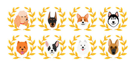 Dogs winner avatars illustrationのイラスト素材