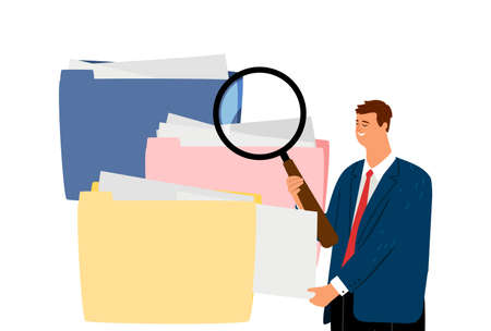 Man search document concept illustrationのイラスト素材