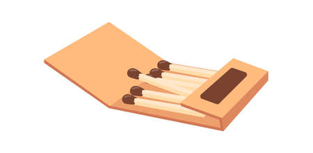 Box of matches. Retro matchstick box, safety matchbox, vector illustrationのイラスト素材
