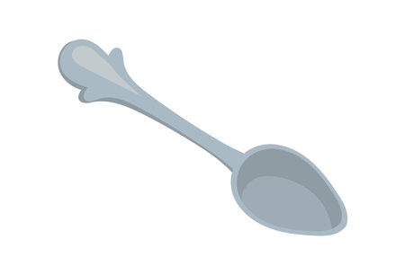 Cartoon tablespoon. Metal or silver tea spoon, stainless teaspoon, vector illustrationのイラスト素材
