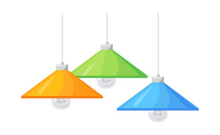 Ceiling lights. Home energy spot for bright room, vector illustrationのイラスト素材
