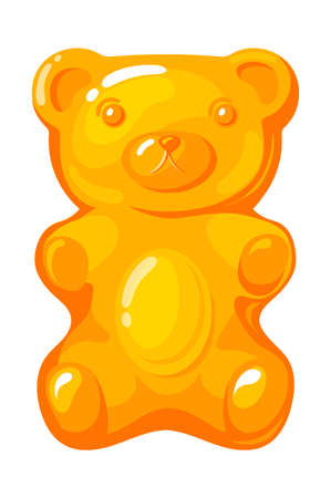 Marmelade bear. Orange gummie gelatin dessert, cartoon vector illustrationのイラスト素材