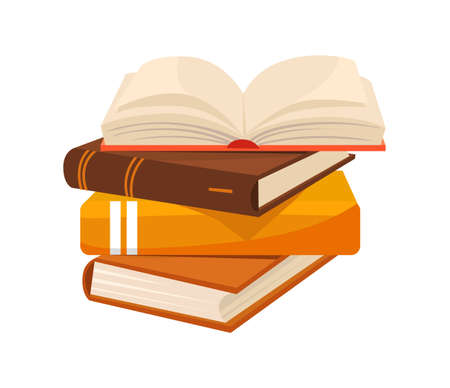 Heap textbooks. Cartoon pile objects of academic knowledge for cover, vectorのイラスト素材