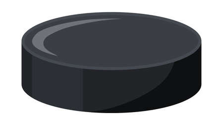Hockey puck. Cartoon Sports black ball round, equipment for games, flat vector Illustrationのイラスト素材