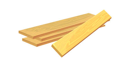 Pile of boards. Construction lumber, wooden planks, wood timber for floor, building material, cartoon flat vector icon illustrationのイラスト素材
