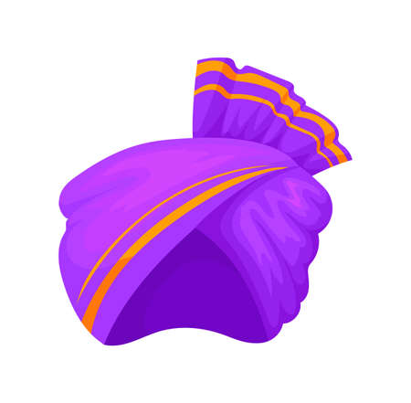 Purple turban. Hats arabs culture, clothe turbans, vector illustrationのイラスト素材