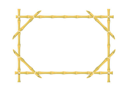 Rectangular Bamboo frame. Japanese signboard handmade, framework vector objectのイラスト素材