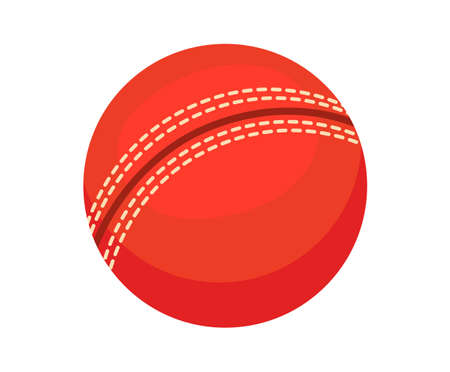 Red sport ball. Cartoon Rubber or leather ball for children to play outdoors, kid games, flat vector Illustrationのイラスト素材