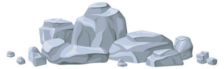 Rock stones pile. Park black rocks, heap isometric cobblestone, cartoon vectorのイラスト素材