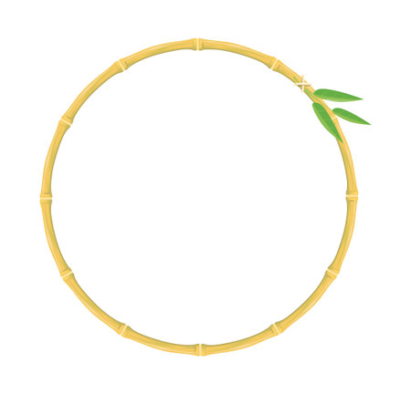 round Bamboo. Rustic old tropical circle frame, vector objectのイラスト素材
