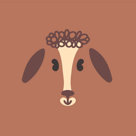 Sheep face. Drawing llama head vector illustration.のイラスト素材
