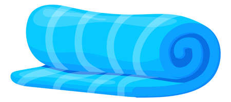 Rolled towel. Blue striped soft cartoon fabricのイラスト素材