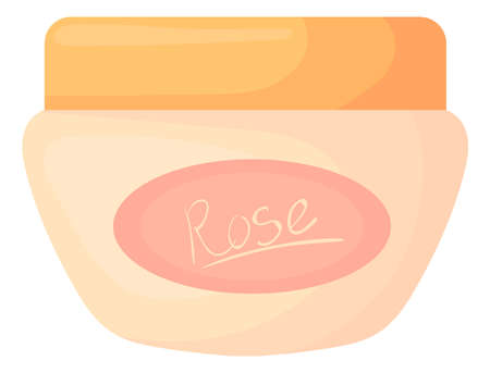 Rose aroma cosmetic product in plastic cartoon jarのイラスト素材