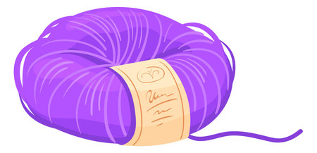 Knitting wool icon. Violet cartoon thread. Hand craft materialのイラスト素材