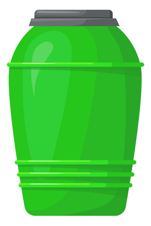 Green plastic container with black lid. Storage barrelのイラスト素材