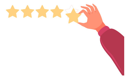 Five star rating review. Satisfaction symbol. Positive feedback