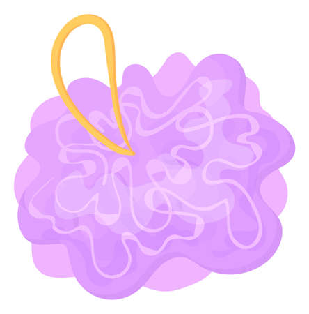 Purple shower loofah. Cartoon bath mesh spongeのイラスト素材