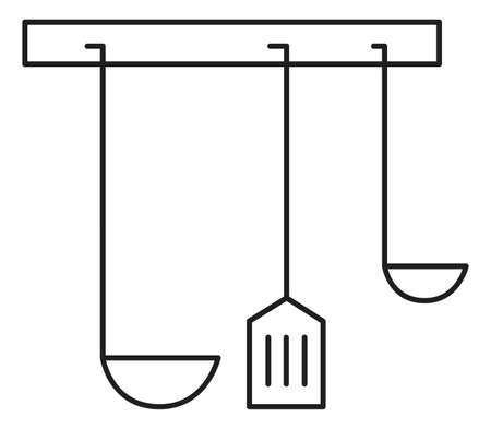 Ladle hanger line icon. Kitchen utensil holderのイラスト素材