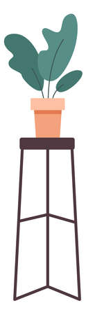 Houseplant on vertical stand. Modern house green decorationのイラスト素材