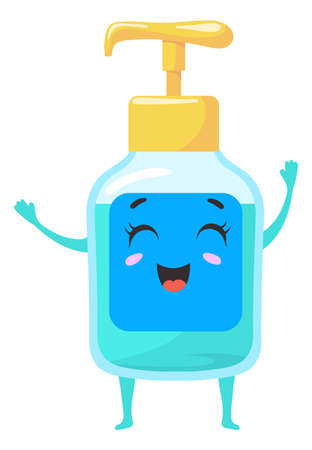 Laughing soap dispenser. Funny cartoon character designのイラスト素材