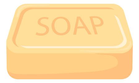Yellow soap bar. Cartoon hand washing iconのイラスト素材
