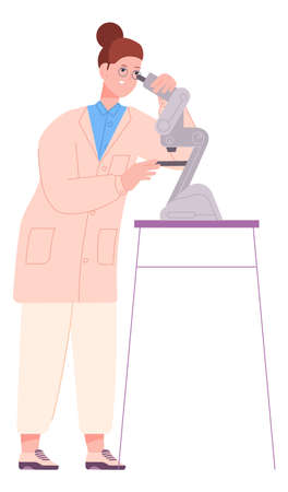 Laboratory worker looking in microscope. Scientist research conceptのイラスト素材