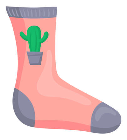 Cute warm sock with funny picture. Cartoon iconのイラスト素材
