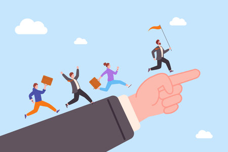 Organization lead team. Leadership organizations teamwork direction, empower leader helping business company ceo communication office attitude staff management vector illustrationのイラスト素材