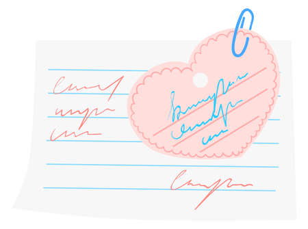 Love note cartoon icon. Heart shaped paper scrapのイラスト素材