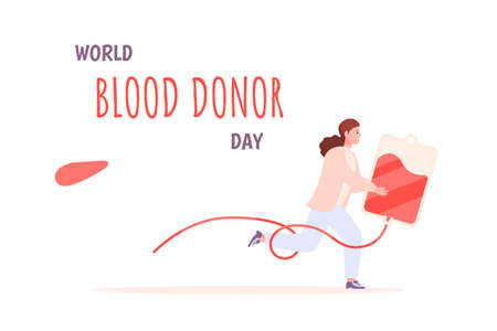 Doctor blood pack. Emergency donation plasma bag for transfusion hospital resuscitation or laboratory, donor day volunteering services bloody banking fund, vector illustrationのイラスト素材