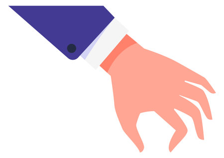 Grabbing hand gesture. Human arm with pinching fingersのイラスト素材