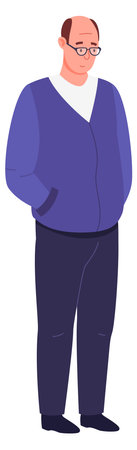 Middle age man standing. Person in casual clothesのイラスト素材