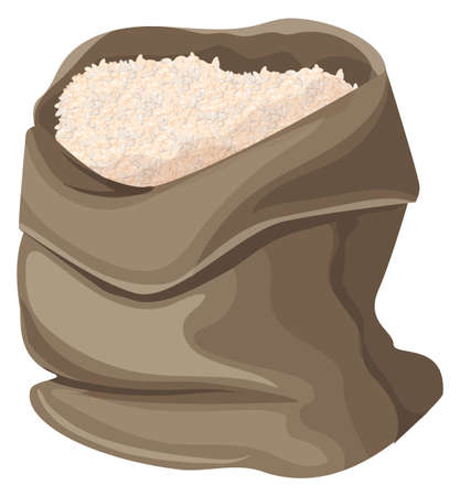 Open rice sack icon. Asian grain canvas packのイラスト素材