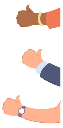 Thumbs up hands. Different people approval gestureのイラスト素材