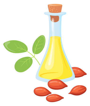 Peanut oil glass icon. Cartoon healthy dressingのイラスト素材