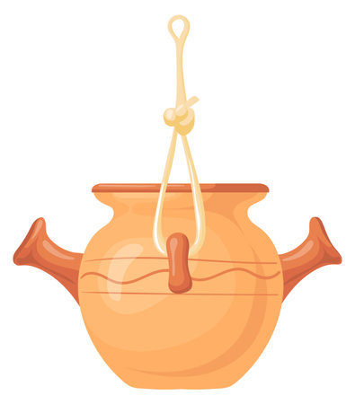 Hanging ceramic pot. Craft kitchen utensil iconのイラスト素材