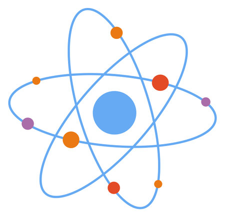 Atomic model icon. Physics symbol. Science signのイラスト素材