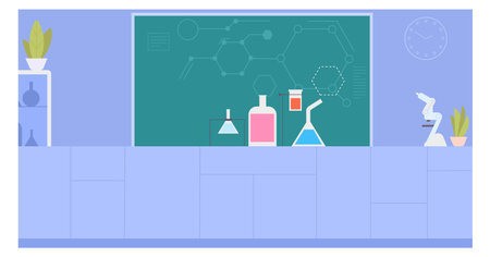 Scientific laboratory background with lab experiment glass equipmentのイラスト素材